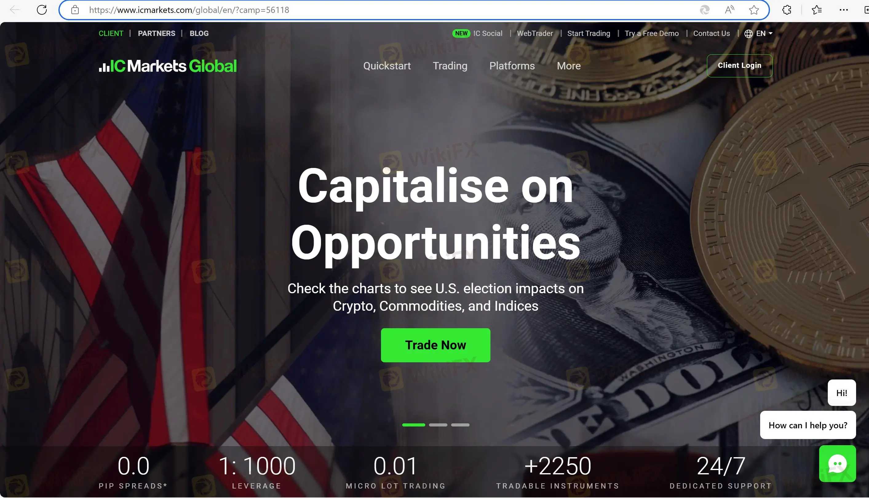 IC Markets Global's homepage IC Markets Global's homepage